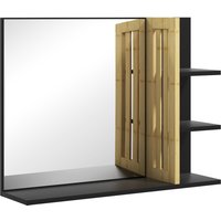 HOMCOM Bathroom Mirror with Shelf, Wall-mounted Makeup Mirror, Modern Vanity Mirror with 4 Storage Shelves for Make Up, Black Aosom UK