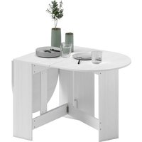 HOMCOM Table à manger pliante, table pliante cuisine ovale jusqu'à 6 personnes, pour petits espaces, salle à manger, blanc