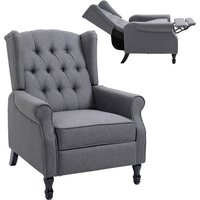 HOMCOM Recliner Armchair for Living Room, Wingback Chair with Button Tufted Back and Footrest, Light Grey Aosom UK