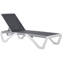 Portable Outdoor Chaise Lounge Adjustable Back Breathable Texteline Light Grey