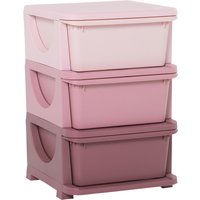 HOMCOM 3-Tier Toy Storage Box Kids Toy Storage with Removable Boxes, for Bedrooms, Playrooms & Other Children Areas, Pink Aosom UK