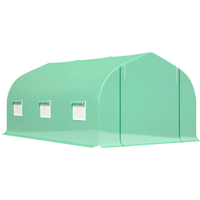 Outsunny Serre de Jardin Tunnel Grande Taille 13,5 m² 4,5 x 3 x 2 m Acier Galvanisé Renforcé 1,8 cm PE Haute Densité 140 g/m² Vert