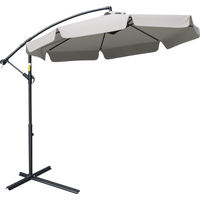 Outsunny Parasol déporté octogonal inclinable manivelle avec pied en croix Ø 2,65 x 2,45H m gris clair-AOSOM.fr