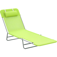 Outsunny Lettino da Giardino Pieghevole, Schienale Reclinabile, Cuscino Incluso, Lettino Prendisole, 182x56x24.5cm, Verde Aosom
