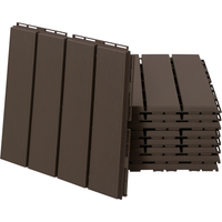 Outsunny Set 9 Mattonelle a Incastro per Terrazzo, Piastrelle (30x30x2cm) in PP Antiscivolo, Area: 0.81 mq, Marrone Aosom