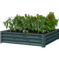 Outsunny Carré potager de jardin tôle d'acier ondulée profond de 30 cm 120 x 120 x 30 cm vert foncé Aosom France