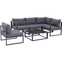 Outsunny Ensemble salon de jardin d'angle design contemporain style yachting 5 places modulable avec coussins et table basse aluminium gris