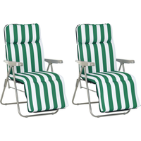 Outsunny Sdraia da Giardino lettino prendisole da terrazzo pieghevole arredamento giardino da giardino Braccioli Reclinabili, bianco e verde Aosom