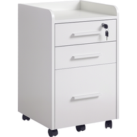 HOMCOM Caisson de Bureau Blanc sur Roulettes 3 Tiroirs MDF Rangement Mobile Aosom France