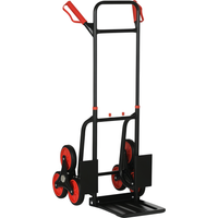 Homcom Diable chariot pour escalier 6 roues diable repliable extensible 150 Kg - chariot pliable acier noir rouge