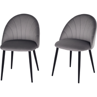 HOMCOM Lot de 2 chaises de salle à manger chaises velours gris pieds métal noir dim. 52l x 54P x 79H cm Aosom France
