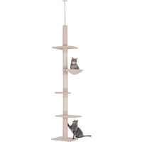 Pawhut Arbre à chat Beige Réglable à 230-270 - Poteau à Griffer & 5 niveaux d'activités L40 x l34 cm, Confort pour Chats Aosom France