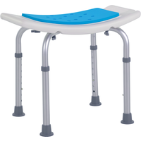 HOMCOM Tabouret de Douche Siège de Douche réglable en Hauteur Ergonomique Pieds antidérapants Charge Max. 136 Kg alu HDPE Blanc Bleu