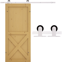 HOMCOM Kit de porte coulissante quincaillerie grange à porte coulissante en acier au carbone longueur de rail 183 cm blanc