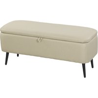 HOMCOM Aufbewahrungshocker Aufbewahrungsbank mit Leinenpolsterung, klappbarer Deckel und Stahlbeinen für Schlafzimmer Wohnzimmer Eingangsbereich Traglast 150 kg 101x38,5x44,5 cm Beige Aosom