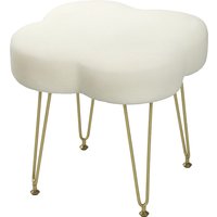 HOMCOM Repose-Pieds en Forme de Trèfle, Siège Rembourré, Velours, Pieds en Acier, Crème