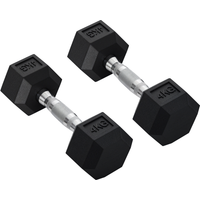 HOMCOM Hexagonal Dumbbell Set: 2x4kg Rubber Weights for Home Gym, Weight Lifting Exercise Aosom UK