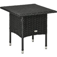 Rattan Side Table Weather Resistant Outdoor Coffee Table Durable Plastic Board Full Woven Top Garden Balcony Aosom UK