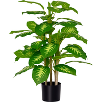 HOMCOM Plante artificielle calathea hauteur 95 cm pot ciment 42 feuilles - intérieur ou extérieur