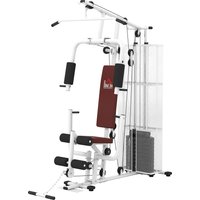 HOMCOM Multifunction Home Gym Weight Training Workout Station Fitness Strength Machine, White