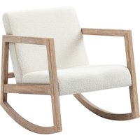 HOMCOM Rocking Chair, Upholstered Sofa Armchair with Cushion and Wood Base for Living Room and Bedroom, Cream White Aosom UK