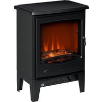 HOMCOM Electric Fireplace Stove, Free standing Fireplace Heater with Realistic Flame Effect, Overheat Safety Protection, 900W/1800W, Black