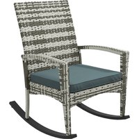 Rattan Rocking Chair Relaxing Indoor & Outdoor Removable Flame Retardant Cover Light Grey Aosom UK