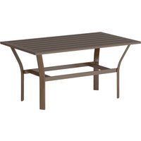 Metal Garden Coffee Table Rectangular Outdoor Side Table Slatted Tabletop Foot Pads Outside Garden Balcony Porch 91.5 x 55 x 45cm