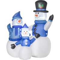 HOMCOM Christmas Inflatable Snowman Family Outdoor Home Seasonal Decoration w/ LED Light
