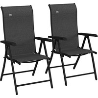 Set 2 Outdoor Wicker Folding Chairs Patio PE Rattan Dining Armrests Chair set 7 Levels Adjustable Backrest Camping Aosom UK