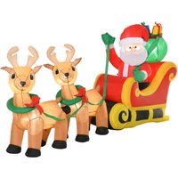 1.1m Christmas Inflatable Santa Claus on Sleigh LED Lighted Home Indoor Outdoor Garden Lawn Decoration Party Prop Aosom UK