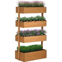 Outsunny 80cm x 45cm x 142cm 4-Tier Raised Garden Bed, Fir Wood Vertical Planter Box, Freestanding Elevated Plant Stand Outdoor Aosom UK