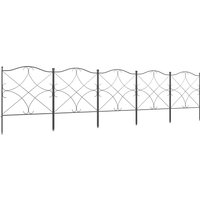 Outsunny Lot de 5 Clôtures Décoratives Noires 305x62cm Ornements Design Élégant Jardin Aosom France