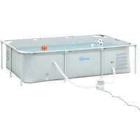 Outsunny Piscine tubulairepiscine hors-solrectangulaire à cadre en acier avec pompe de filtre piscine pour familles pour jardin et terrasse