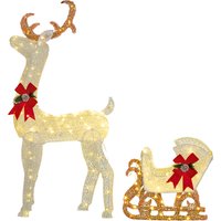 170 LED Light Reindeer Sleigh Christmas Decoration Aosom UK