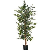 HOMCOM Arbre Artificiel Plante Artificiel ficus Hauteur 1,5 m Tronc Branches Liane Lichen Feuilles Grand réalisme Pot Inclus Aosom France