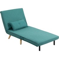 HOMCOM Fauteuil convertible 1 place canapé-lit clic-clac 4 en 1 avec dossier réglable en 5 positions, oreiller inclus, vert