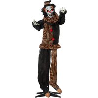 67 Inch Life Outdoor Halloween Decorations Talking Circus Clown Animated Prop Animatronic Decor Light Up Eyes Laughter