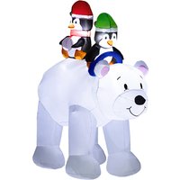 6.4FT Christmas Inflatable Two Penguins Riding on Polar Bear Christmas Blow Up Outdoor LED Display Garden Party Aosom UK