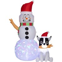 6.2FT Christmas Inflatable Snowman Dog Christmas Blow Up Outdoor LED Display Garden Party Aosom UK