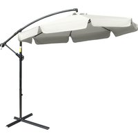 Cantilever Umbrella 2.7m Banana Parasol Crank Handle Cross Base Outdoor Hanging Sun Shade Cream