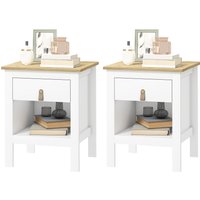 HOMCOM Lot de 2 tables de chevet avec tiroir et compartiment ouvert, 45 x 40 x 55 cm, blanc