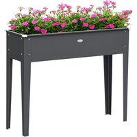 Outsunny Jardinière sur pieds carré potager avec trou de drainage acier galvanisé 100 x 30 x 80 cm gris