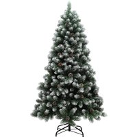 6ft Artificial Pine Christmas Tree 774 Branch Tips Steel Base Realistic Hinged Tree Pinecones Aosom UK