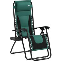 Foldable Reclining Garden Chair Zero Gravity Chair Padded Seat Cup Holder Adjustable Backrest Pillow Outdoor Patio Deck