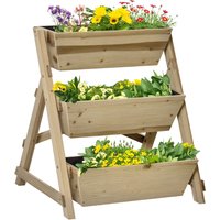 Outsunny Jardinière surélevé à 3 niveaux jardinière verticale pour herbe légume fleur 71 x 61 x 77 cm en bois-AOSOM.fr