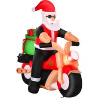 5.5ft Christmas Inflatable Santa Claus Riding Motorcycle Blow Up Decoration Xmas Décor Garden