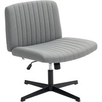 HOMCOM Bürostuhl ohne Armlehnen, Drehbarer Schreibtischstuhl mit Wippfunktion, Übereinander geschlagene Beine, Breiter und Bequemer Sitz, Höhenverstellbar, ohne Räder, für Schlafzimmer Wohnzimmer Grau Aosom