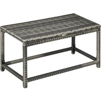 Outsunny Rattan Outdoor Coffee Table, Garden Side Table with Underneath Storage, X-Shape Support, Patio Furniture, Mixed Grey Aosom UK