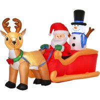 1.3m Christmas Inflatable Santa Claus on Sleigh Deer LED Lighted Home Indoor Outdoor Garden Lawn Decoration Party Prop Aosom UK